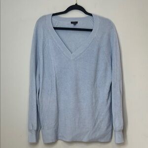 Talbots Women’s Soft Light Blue Knit V Neck Long Sleeve Sweater Size XLarge